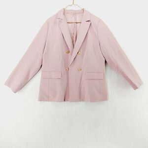 Boutique in Blush Pink Flap Pockets Notched Lapels Barbie Button Blazer Z66